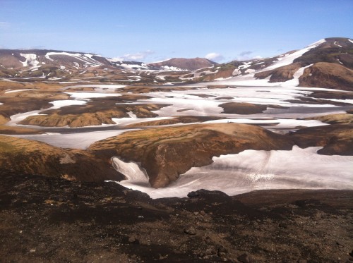 Looking back toward the hut at Hrafntinnusker Iceland