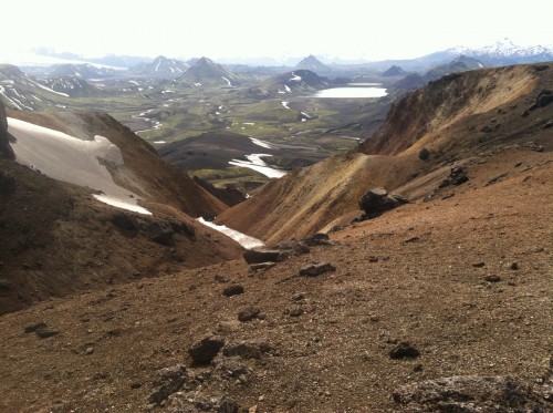 Photo of descent toward Álftavatn Iceland