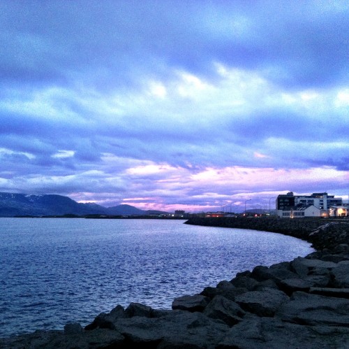 Midnight sun in Reykjavik Iceland